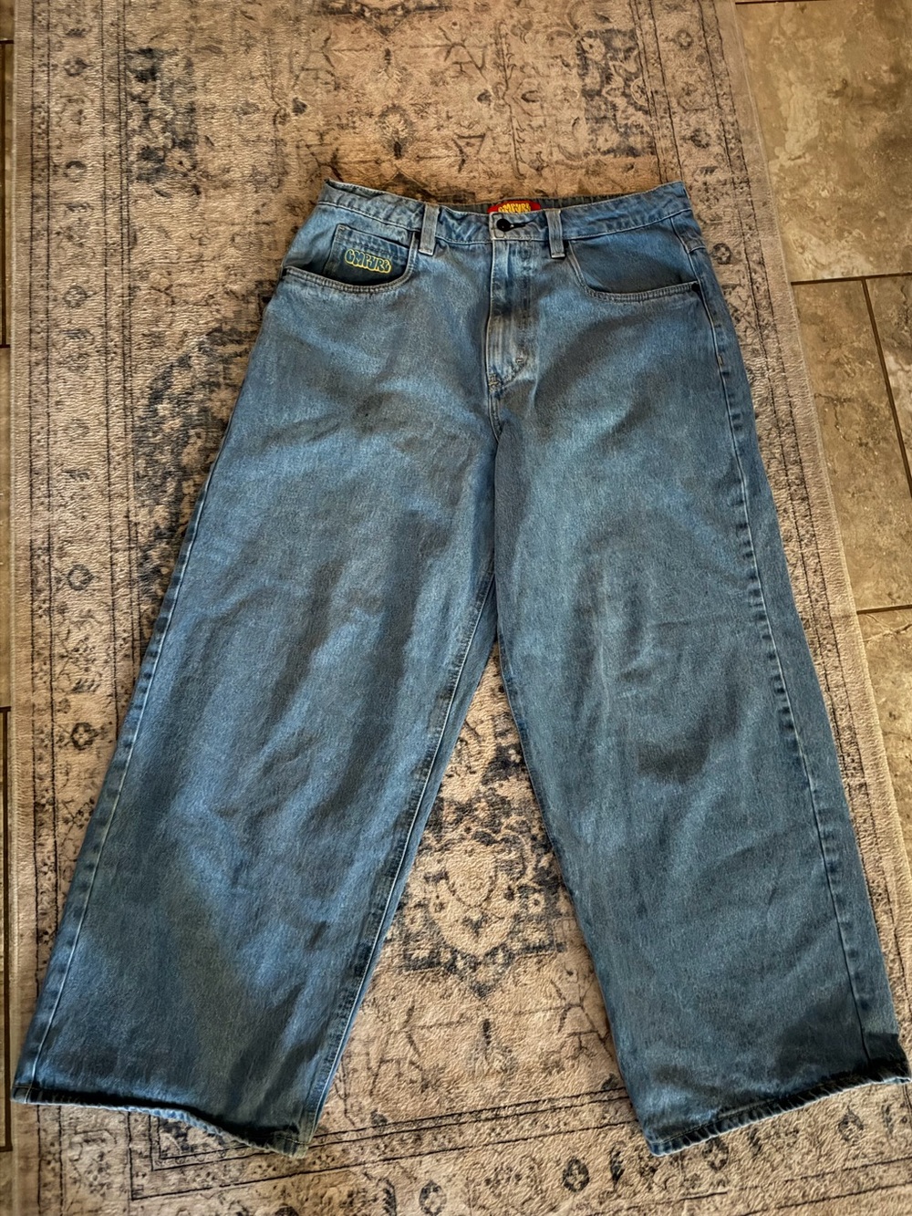Empyre Relaxed Wide-Leg Denim Jeans in Blue